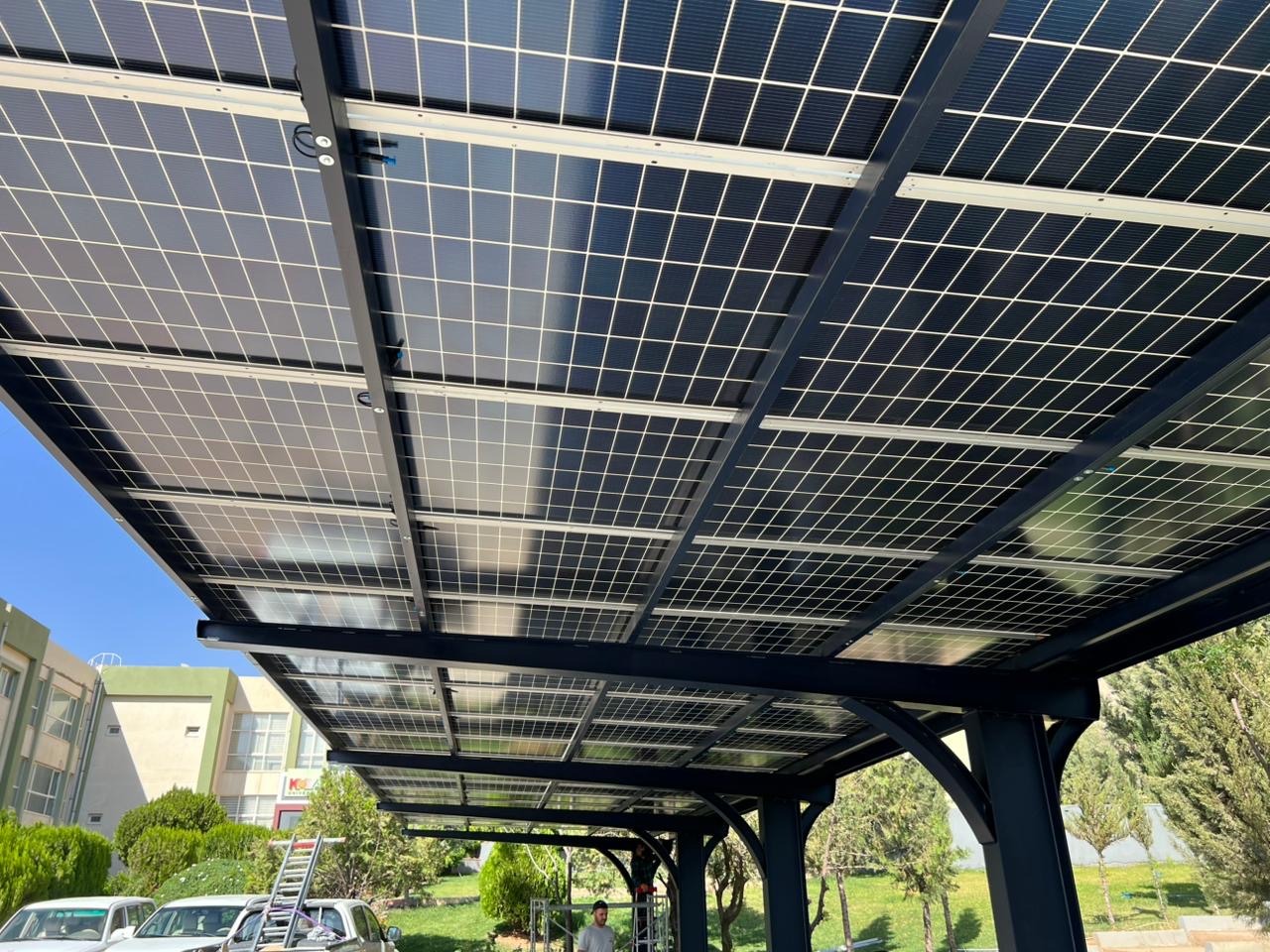 Underside mounting structure of the Koya University solar carport