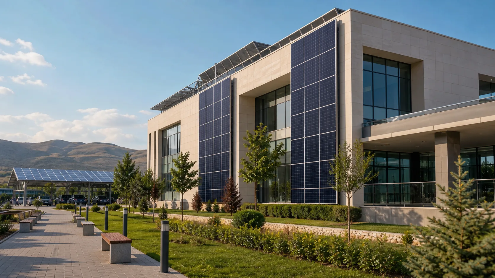 Realistic visualization of facade-integrated solar panels at Koya University
